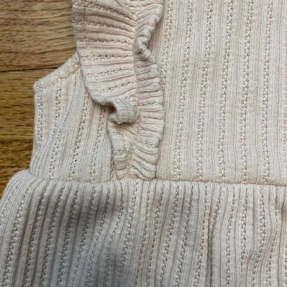 Baby Gap Girls Ribbed Knit Dress 2T Dusty Pink Ruffle Strap Sleeveless